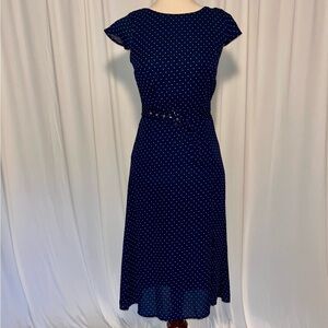 Trixxi Navy and White Midi Dress